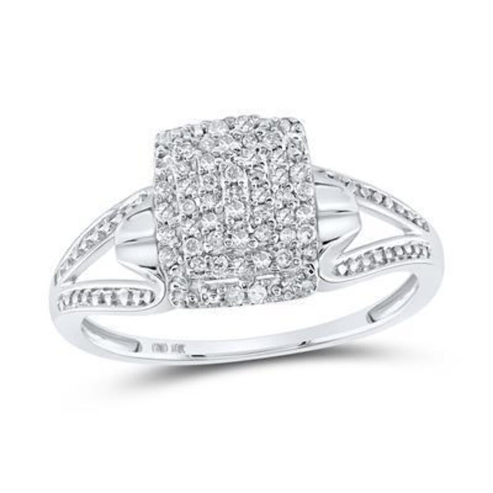 Diamond Engagement Ring Square 10k White Gold Size 7